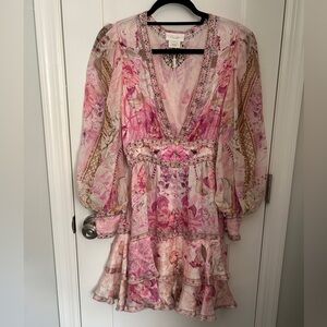 Camilla crystal-embellished printed silk crepe de chine mini dress